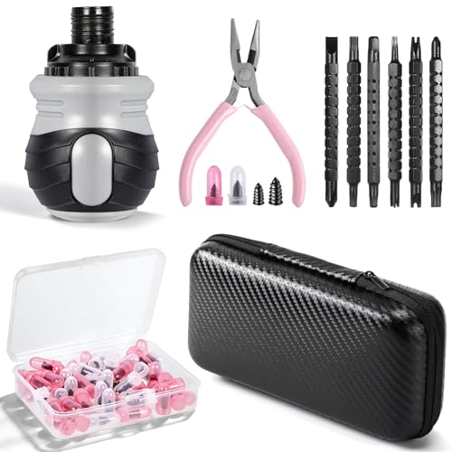 Tire Puncture Repair Kit with 60-Piece Nails, 13-in-1 Ratchet Screwdriver, Pliers and Storage Bag, Emergency Tire Repair Rubber Nail Kit for Cars, Trucks, Motorcycles