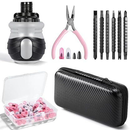 Tire Puncture Repair Kit with 60-Piece Nails, 13-in-1 Ratchet Screwdriver, Pliers and Storage Bag, Emergency Tire Repair Rubber Nail Kit for Cars, Trucks, Motorcycles