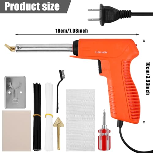 US Plastic Welding Kit 100W Small Soldering Iron Kit Fast Heating Portable Car Bumper Repair Welder Tool Set with 2 Soldering Iron Tips and 40 Welding Rods for Dashboard Canoe Kids Toy