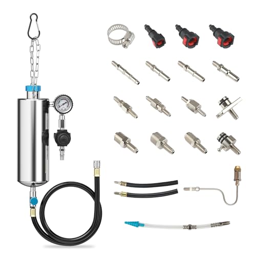 Fuel Injector Cleaner Tool Kit,C80 Disassembly-Free Automotive Fuel Injector Cleaner Machine,1000ML 150PSI Fuel Injection Systems Cleaning Tools with Various Adapters for Gasoline Injectors - size: C80