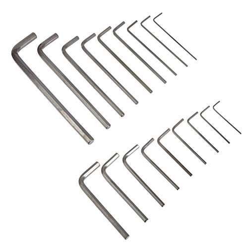 Amazon Basics 36-Piece Allen Wrench/Hex Key Set, SAE & Metric Sizes, Chrome Vanadium Steel with Long Arm, 2 Organized Storage Cases (Pack of 10) - size: 36-Piece (Pack of 10)