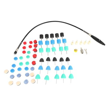 Fafeicy Polishing Pad Drill Kit, Sponge Buffing Wheels and Wool Pads, 69pcs Car Detailing Set with Adhesive Disc Flexible Shaft for Auto Polisher Tight Area Cleaning (1) - size: 1