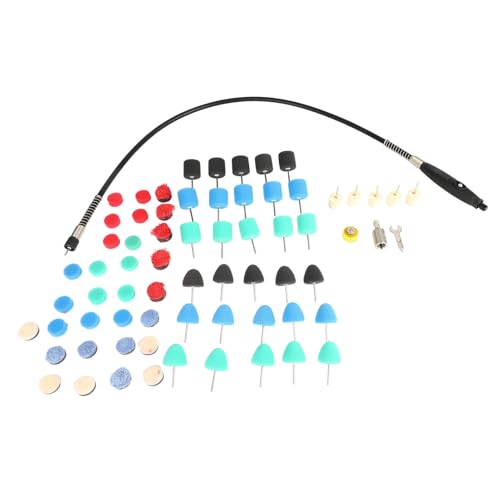 Fafeicy Polishing Pad Drill Kit, Sponge Buffing Wheels and Wool Pads, 69pcs Car Detailing Set with Adhesive Disc Flexible Shaft for Auto Polisher Tight Area Cleaning (1) - size: 1