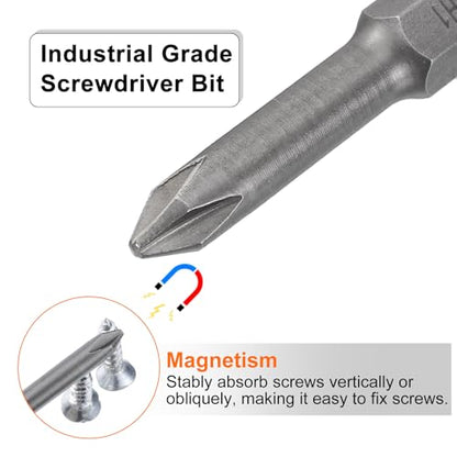 HARFINGTON 5pcs #1 Phillips Screwdriver Bit PH1 1/4" Hex Shank 2" (50mm) Long Magnetic S2 Steel Industrial Grade Screw Driver Bit Cross Head Electric Drill Bits 0.197" (5mm) Rod - size: PH1 x 50mm x 5mm