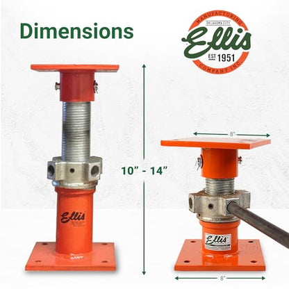 ELLIS Heavy-Duty Adjustable Steel Shore – Basement Jack for Floor Leveling, Foundation, Beams, and Concrete Bracing – 56,000 lb Safe Load Capacity – 10"-14" Adjustment - size: 10" - 14" Adj. Safe Load Capacity (56,000 lb)