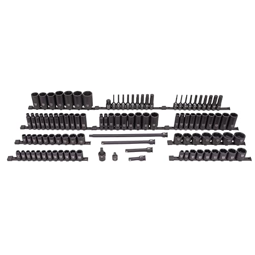 SUNEX 26102 1/2" Drive SAE & Metric 6 Point Standard & Deep & Hex Bit Master Impact & Bit Socket Set, 102-Piece - size: 102-piece SAE/Metric