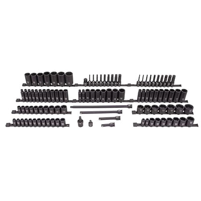SUNEX 26102 1/2" Drive SAE & Metric 6 Point Standard & Deep & Hex Bit Master Impact & Bit Socket Set, 102-Piece - size: 102-piece SAE/Metric