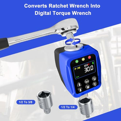 Digital Torque Adapter 1/2" Drive 1.1-22 Ft-lb/1.5-30 Nm, Digital Torque Wrench Converter with LCD Display ±1% Accuracy, for Bike & Motorcycle Maintenance DIY - size: 1/2" 1.1-22 FT.LB Digital Torque Adapter