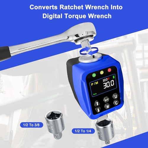 Digital Torque Adapter 1/2" Drive 1.1-22 Ft-lb/1.5-30 Nm, Digital Torque Wrench Converter with LCD Display ±1% Accuracy, for Bike & Motorcycle Maintenance DIY - size: 1/2" 1.1-22 FT.LB Digital Torque Adapter