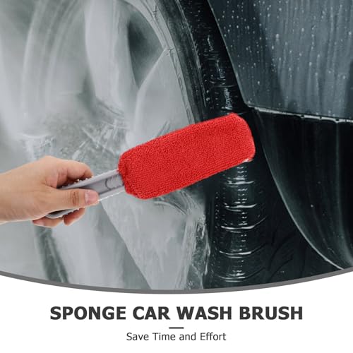 SOLUSTRE Car Detailing Brushes Set with Soft Sponge Tire Shine Applicator Pad and Wheel Rim Cleaning Brush for Auto Tire and Rim Care