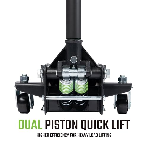 Heavy-Duty 3-Ton (6,600 lbs) Low Profile Hydraulic Floor Jack, Steel, Dual Piston Pump – for Cars, SUVs, and Trucks – Garage & Shop Maintenance