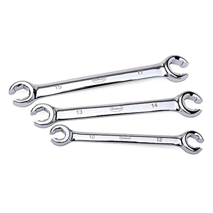 Eastwood 3 Piece Metric Flare Nut Wrench Set Chrome Plated Mirror Polish Finish | Professional Multi Purpose Wrench Set | 3-piece Pack