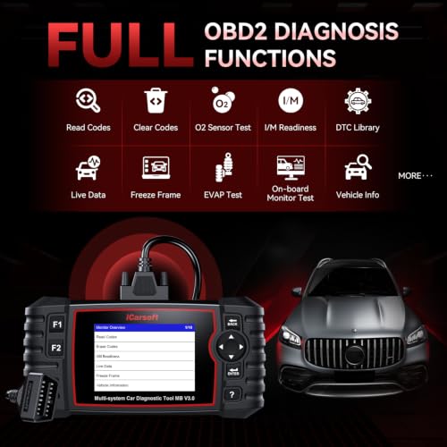 iCarsoft Bidirectional Diagnostic Tool for Most Mercedes-Benz/Sprinter/Smart from 1996-2025 MB V3.0 2026 Version Up to 39 Service Full System OBD2 Scanner All Test AutoVIN Battery Test Free Update