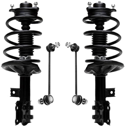 Detroit Axle - 4pc Front Struts Sway Bars for 10-13 Kia Forte Koup 12-13 Forte5, Struts & Coil Spring Sway Bars 2010 2011 2012 2013 Replacement Suspension Kit Ready Struts Shocks Assembly - size: 4QS47040/ sway kit