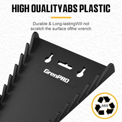 GRENPRO Wrench Organizer for Tool Box, 2 Pack Magnetic Wrench Holders Organizers, Storage for Tool Box Drawer, SAE 1/4" - 15/16" & Metric 6 MM-24 MM Wrenchs Rack - style: 2-Piece Wrench Holde
