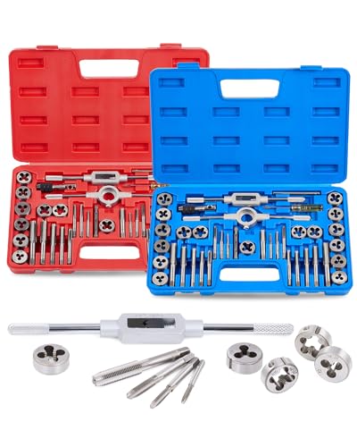 OMT Tap and Die Set, SAE and Metric Thread Repair and Cutting Kit | M3-M12 and #4-1/2 Inch, High-Carbon Chromium Steel, Internal and External Threads, Mechanics and Craftsmen, Coarse and Fine - size: 80 pc Metric and SAE