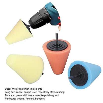 9Pcs Reusable Polishing Cones for Car Wheel Polish Hub Buffing Kit Automotive Metal Surface Care Sponge Buffing Tools Wheel Maintenance