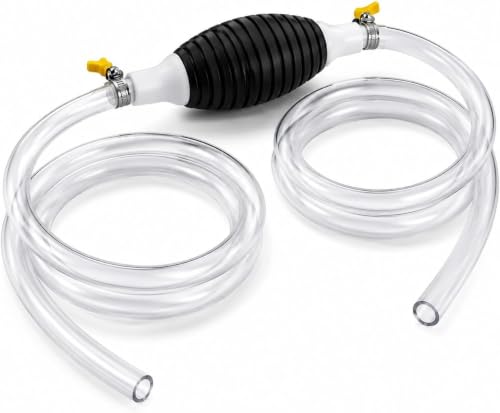 Multifunctional Liquid Siphon Pump, Manual Hand Pump for Gasoline Diesel Water, Leak-Free Transfer with Double Stop Valve, Oil Extractor with 6.6ft Hose for Car Motorcycle Boat