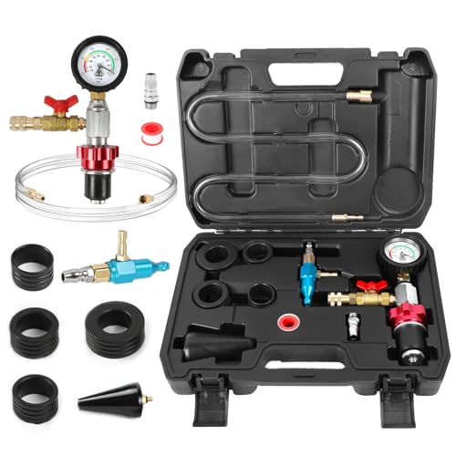 MR CARTOOL Coolant Vacuum Refill Kit Cooling System Vacuum Purge Tool with 4 Size Sealing Gaskets,1 Tapered Adapter, 2 Air Fitting, Brass Connector, Coolant Filling Hose for Most Vehicles