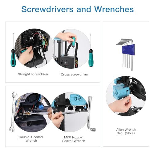 Sovol 3D Printer Tools Kit, 78 PCS 3D Printer Accessories with Nozzle Cleaning Kit, Removable Multi-Function Screwdriver Kit, Deburring, Removal Tools, Cutters, Hobby Knife Set, Wrench Set - style: 78 Pcs