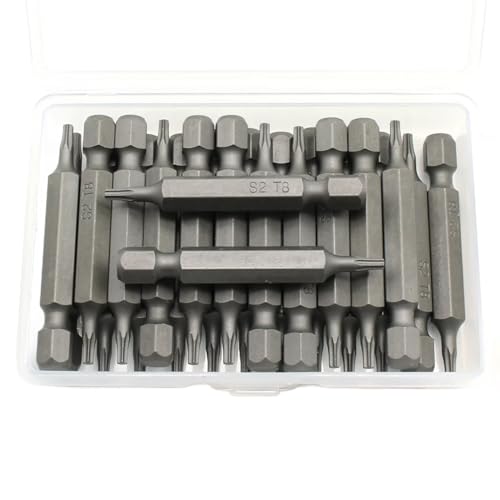 TEMO 25 pc T8 Torx Star Head Screwdriver Bit Set, S2 Steel 6 Point T-8 2 Inch Screwdriver Insert Bits - size: T8 2"L