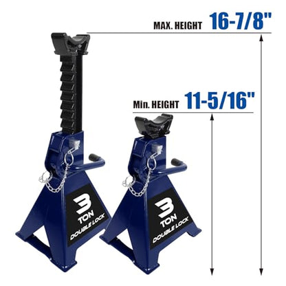 TCE AT43005AU Torin Steel Heavy Duty Jack Stands: Double Locking Pins, 3 Ton (6,000 lb) Capacity, Blue, 1 Pair (2 Pack) - style: Wide Base
