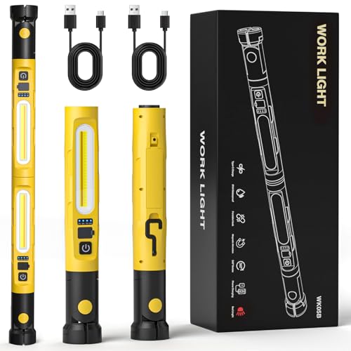 Magnetic LED Work Light 5200mAh Underhood Repair Split Portable Light | charge mobile phone,360° Rotatable , 5 Lighting Modes , Hook Design, 3000LM Work Light for Garage, Workshop, Car Inspection