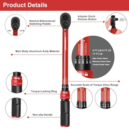 ATsafepro 3/8-Inch Drive Click Torque Wrench,Dual-Direction Adjustable,72-Tooth Dual Range Scales-5-50Ft-Lb/6.8-68Nm,Quick Release Ratchets - style: 3/8" Torque Wrench Set