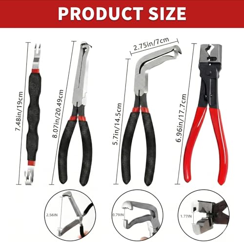 7-Piece Automotive Electrical Disconnect Pliers Set, Connector Removal Tool Kit with Straight & 60° Jaws, Hose Clamp Pliers, Terminal Pin Extractor for Secure Push-Tabs, MAF Sensors, Ignition Coils