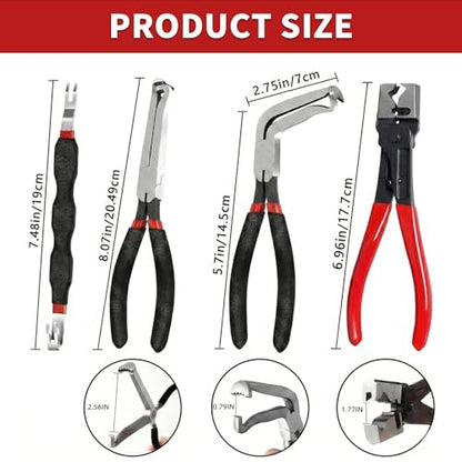 7-Piece Automotive Electrical Disconnect Pliers Set, Connector Removal Tool Kit with Straight & 60° Jaws, Hose Clamp Pliers, Terminal Pin Extractor for Secure Push-Tabs, MAF Sensors, Ignition Coils