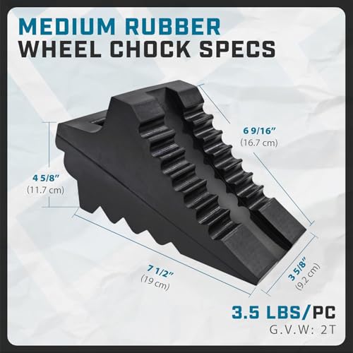 Wheel Chocks for Cars, RVs, Trucks, Trailers, and Vehicles G.V.W. up to 8T, 4 Pack - Anti Slip Bottom Tire Chock for All Weather Use - RV, Travel Trailer, Pop Up Camper Accessory - color: 4 Pack Medium