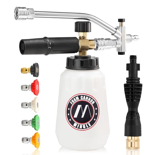 M MINGLE Foam Cannon Dual Connector Accessory for Pressure Washer Kit, Compatible with Portland Husky and Ryobi Pressure Washer, with 5 Nozzle Tips, 1/4 Inch Quick Connector - size: 2 Wands