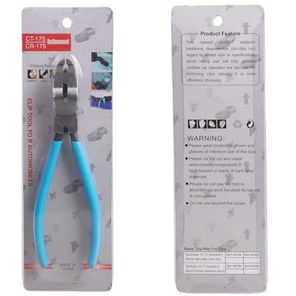 Panel Clip Removal Pliers, Mutipurpose Diagonal Cutting Pliers, Car Push Retainer Rivet Trim Pry Puller, Industrial Grade Steel Diagonal Cutting Plier with Spring and Ergonomic Rubber Handle