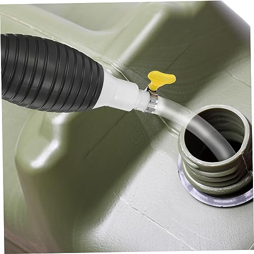 UKCOCO Manual Gasoline Transfer Pump with Stainless Steel Clamp Hose and Check Valve Portable Liquid Siphon Kit for Oil Water Fuel Extraction Plastic and Construction No Battery Needed