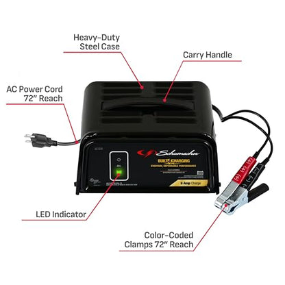 Schumacher Electric 6A Car Battery Charger and Maintainer, 3-in-1 Solution, for 6V/12V Power Sport, Automotive, and Marine Batteries, SC1320 - size: 6V/12V 6A Battery Charger and Maintainer