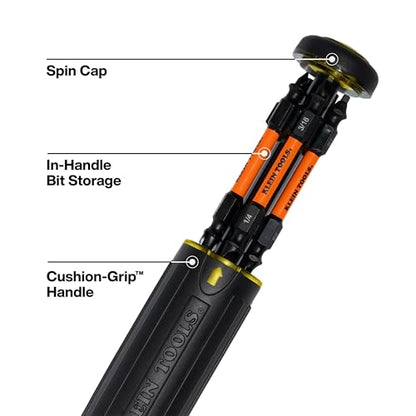 Klein Tools 32315HD 15-in-1 Multi-Bit Ratcheting Screwdriver, Impact-Rated, 7 Double-Ended ProFlex Torsion Zone Tips, 1/4-Inch Nut Driver, 8-Piece - size: 15-in-1 Driver