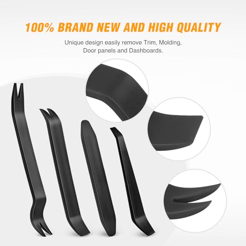 GOOACC Auto Trim Removal Tool Kit No-Scratch Tool Kit for Car Audio Dash Window Molding-4PCS (Black) - color: Black, size: 4PCS Trim Removal Tool