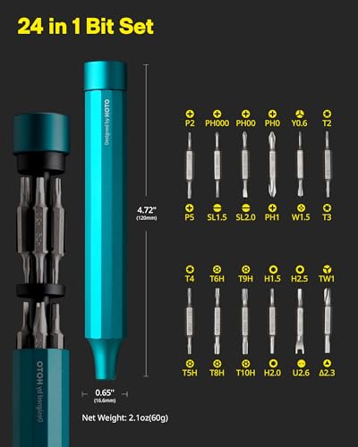 HOTO 24 in 1 Mini Screwdriver Set, Magnetic Torx Bit Set, Eyeglass Repair Kit, EDC Pen Screwdriver for Electronics, Watches, Phones, Laptops, Cameras, Gadgets for Men, Dark Turquoise - color: Dark Turquoise