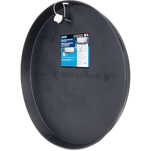 Camco Water Heater Drain Pan, Plastic Leak Catch Tray with Drain Fitting, Fits Electric Water Heaters up to 26" Diameter, 32-Inch (OD), 30-Inch (ID) - size: 30" ID, style: PVC Fitting