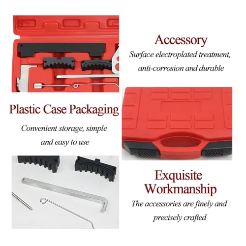 Car Timing Tool Kit, Vehicle Engine Camshaft Holding Belt Timing Locking Kit, Automotive Camshaft Tensioning Alignment Tool Set, Compatible with 16V 1.4 1.6 1.8 en6340 km6340 (Red) - color: Red