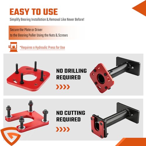 Rear Axle Bearing Puller & Installer Tool Kit with Tone Ring Remover and Adapter Plate, Compatible with Toyota Tacoma 1995–2004 T100 1995–1998 4Runner 1995–2020 Tundra 2000–2006 Hilux Pickup 2004–2012