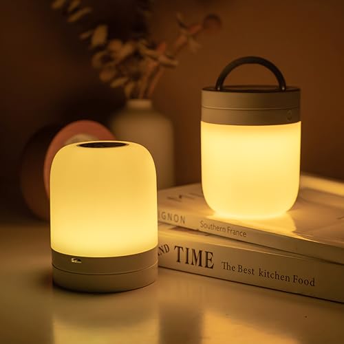 Small Nursery Night Light for Kids,13 Colors Dimmable Night Lamp for Bedroom, Portable Stepless Dimming Nursery Lamp,Color Changing LED Touch Nursery Lamp for Children,Rechargeable Toddler Night Light - color: White-2 Pack