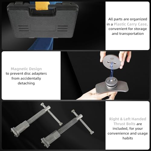 8MILELAKE 35pcs Disc Brake Caliper Tool Kit, Heavy Duty Disc Brake Piston Caliper Compressor Rewind Tool for Brake Pad Replacement, Fits Most American, European, Japanese Autos (Black) - color: Black