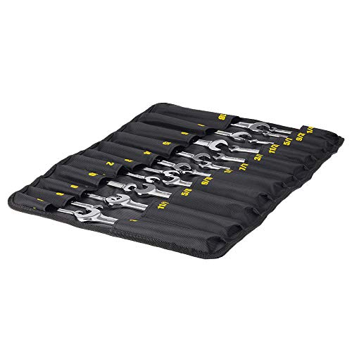 FLZOSPER 22pcs Flexible Ratcheting Combination Wrench Set with Storage Bag | 72-Teeth Flex-Head Spanner Set，Metric & SAE Chrome Vanadium Steel Constructed with Roll-up Organizer Pouch - style: Flex Head Ratchet Wrench