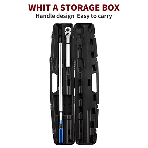 BULLTOOLS 3/4-Inch Drive Click Torque Wrench, 48-tooth High Accuracy Torque Wrench Set with a Hex Key 100-600ft.lb / 135-815Nm 1-Piece