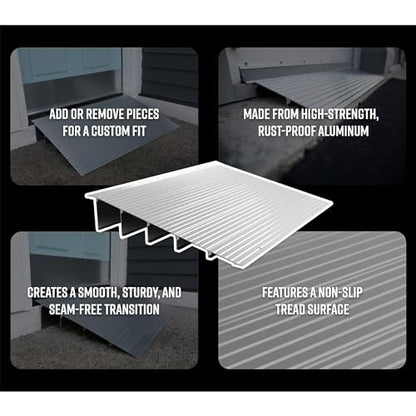 EZ-ACCESS - Threshold Ramps for Doorways - Portable Wheelchair Ramp for Home Steps, Aluminum Door Threshold Sliding Doors, Walker & Wheelchair Access - Adjustable Modular Transitions, 2" Rise - size: 2 Inch