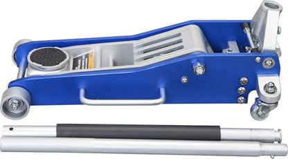 3 Ton (6,600 lbs) Low Profile Aluminum Hydraulic Racing Floor Jack with Dual Piston Quick Lift Pump, Lifting Range 3.74" to 18.9", for Cars, Trucks and SUVs, Blue - color: blue