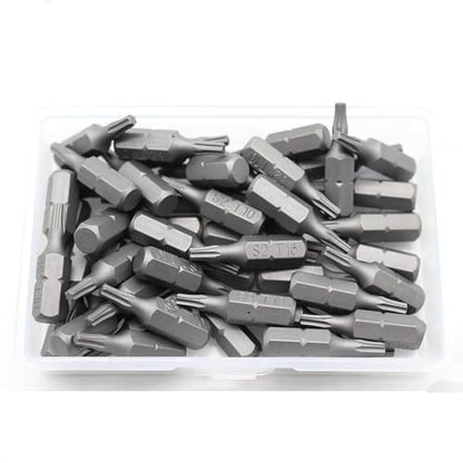 TEMO 50 pc T10 Torx 6 Point Impact Ready 1 Inch Long Screwdriver Insert Bits Hex Shank with Quick Release Slot - size: T10 1"
