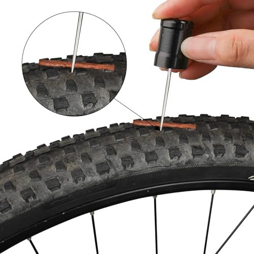Oumers Tubeless Bike Tire Repair Tool Kit, Bike Tire Punctures with 5PCS Bacon Strips Plus Insertion Tool Tire Repair Fork Reamer - color: 25- 15 Orange, 10 Black