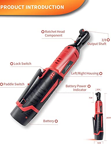 AOBEN 3/8" 12V Power Electric Ratchet Wrench Set with 1 2000mAh Lithium-Ion Battery And Charger - style: AB733-1E
